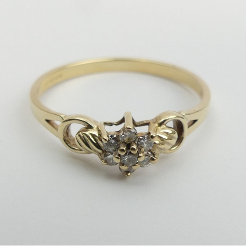 9 - 9ct gold seven stone diamond ring. Size Q 1/2, 6 mm wide. UK Postage £12.