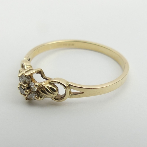 9 - 9ct gold seven stone diamond ring. Size Q 1/2, 6 mm wide. UK Postage £12.