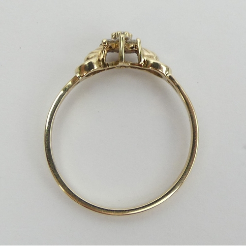 9 - 9ct gold seven stone diamond ring. Size Q 1/2, 6 mm wide. UK Postage £12.