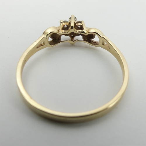 9 - 9ct gold seven stone diamond ring. Size Q 1/2, 6 mm wide. UK Postage £12.
