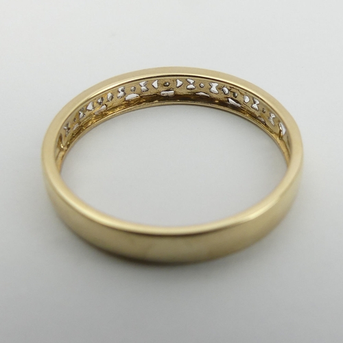 40 - 9ct yellow and white gold diamond half eternity ring, 
2.6 grams, Size W, 3.85mm wide,  UK Postage £... 