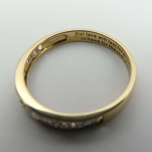 40 - 9ct yellow and white gold diamond half eternity ring, 
2.6 grams, Size W, 3.85mm wide,  UK Postage £... 