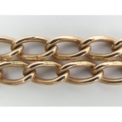 44 - 9ct rose gold curb link double clip pocket watch Albert chain, 51.1 grams, 38cm long, 7.3mm wide.  U... 