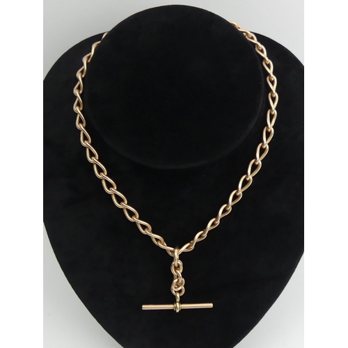 44 - 9ct rose gold curb link double clip pocket watch Albert chain, 51.1 grams, 38cm long, 7.3mm wide.  U... 