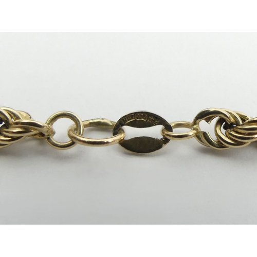 46 - 9ct gold Italian rope twist chain necklace, 8 grams, 67cm, 3.8mm wide. UK Postage £12