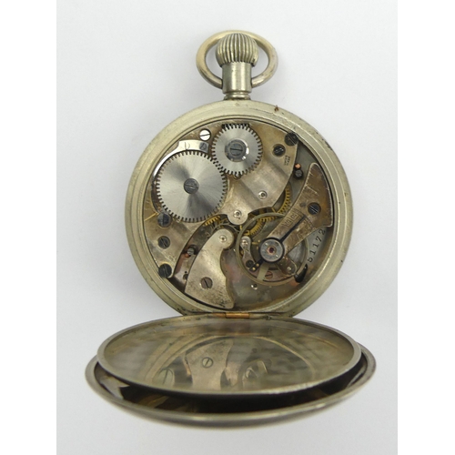 81 - G.P.O No 2 Nickel cased pocket stop watch. 69 x 48mm,  UK Postage £12. Condition Report: In working ... 