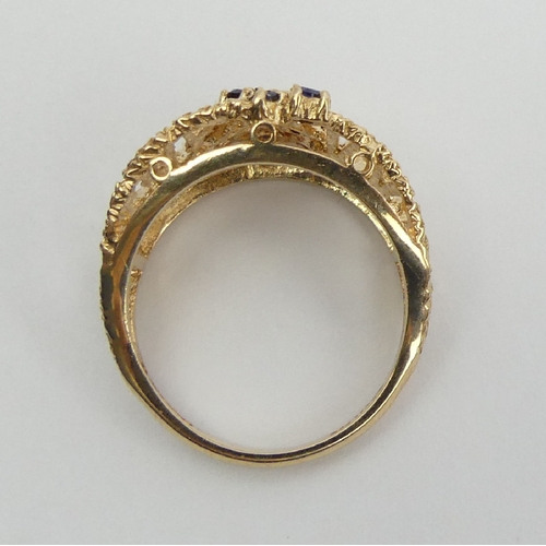 24 - 9ct gold sapphire ring, 3.5 grams, London 1971, 11.5mm wide, Size L1/2. UK Postage £12