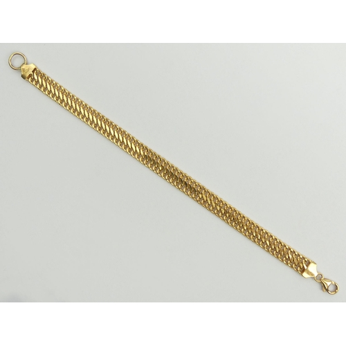 4 - 9ct gold fancy link bracelet, 6 grams, 
19cm x 9mm wide. UK Postage £12.