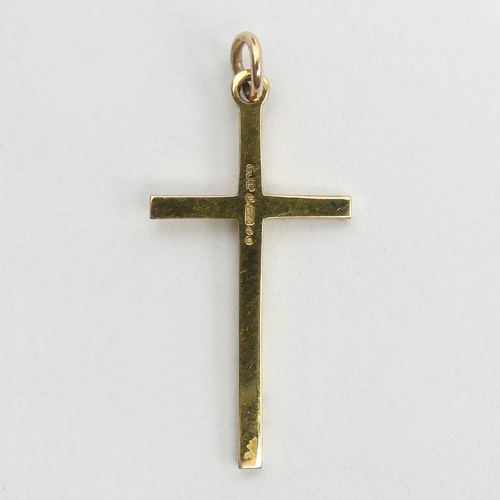 25 - Georg Jensen 9ct gold cross pendant, 1.1 grams, London 1972, 30mm. UK Postage £12