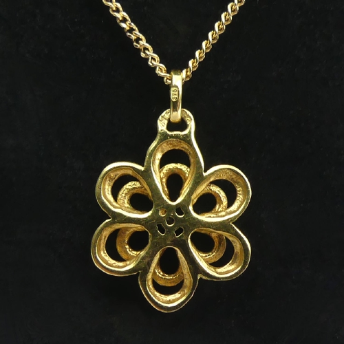 29 - 9ct gold diamond pendant and chain, 3 grams, pendant 14mm in diameter. UK Postage £12.