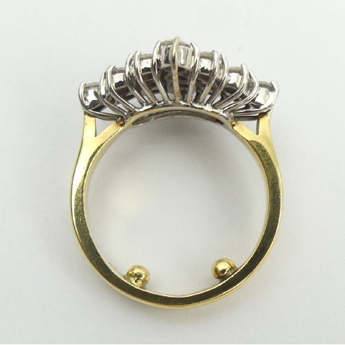 46 - 18ct gold diamond (approx 1ct) cluster ring, 7.5 grams, 13.6mm, Size K1/2 with reducers. UK Postage ... 