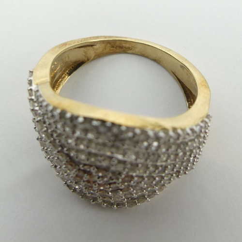 50 - 9ct gold diamond set ring, 5 grams, 17mm, Size N1/2. UK Postage £12.