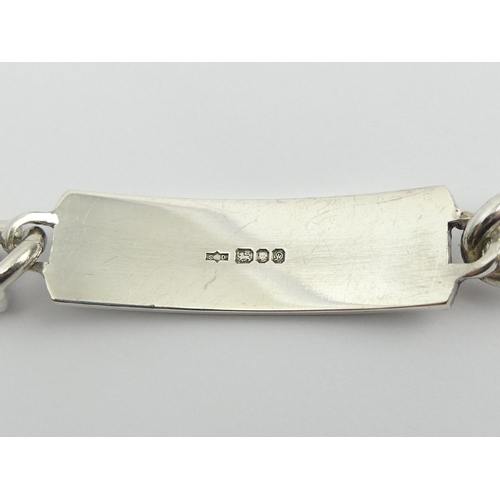 60 - Vintage sterling silver identity bracelet, 57.3 grams, London 1978, 21cm. UK Postage £12.