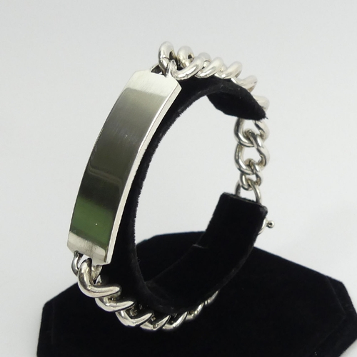 60 - Vintage sterling silver identity bracelet, 57.3 grams, London 1978, 21cm. UK Postage £12.