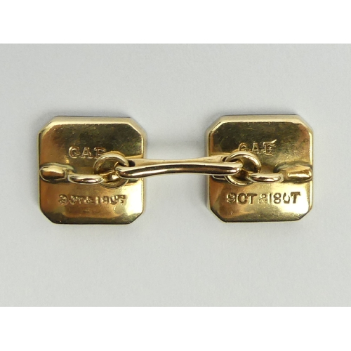 61 - Art Deco 9ct & 18ct white and yellow gold cufflinks and studs, 12 grams, 11.1mm square.  UK Postage ... 