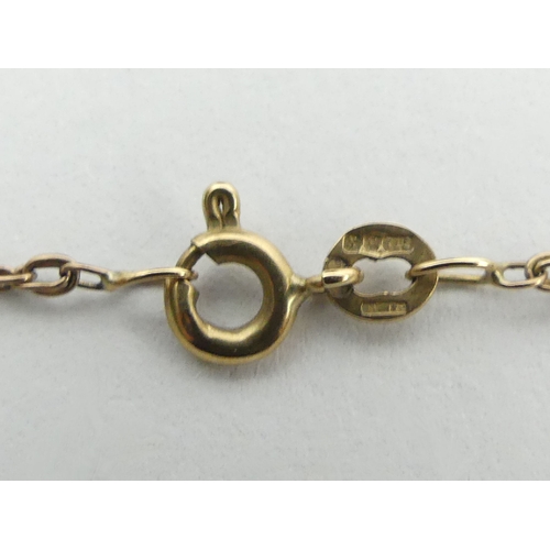 63 - 9ct gold swivel fob stone set pendant and chain, 11 grams, chain 56cm, fob 28mm wide. UK Postage £12... 