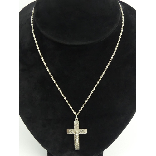 65 - Sterling silver Georg Jensen silver crucifix pendant and chain, 7.2 grams, chain 45cm, pendant 38mm.... 