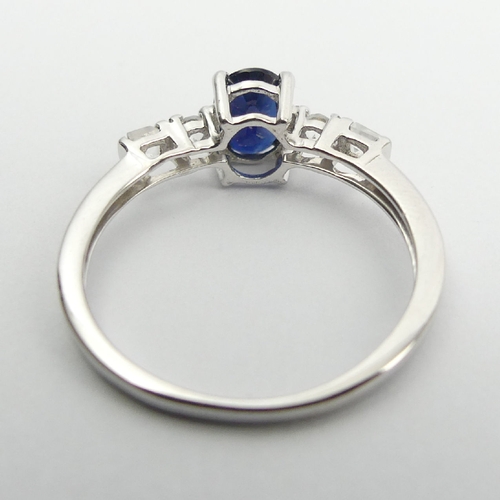 74 - Sterling silver sapphire and topaz ring, 1.5 grams, 6.8mm, Size N. UK Postage £12.