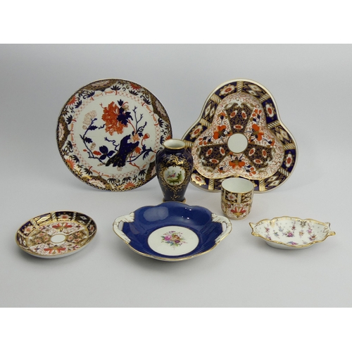 205 - Two Royal Crown Derby Imari plates, a Davenport Imari plate, a Royal Crown Derby cabinet cup and sau... 