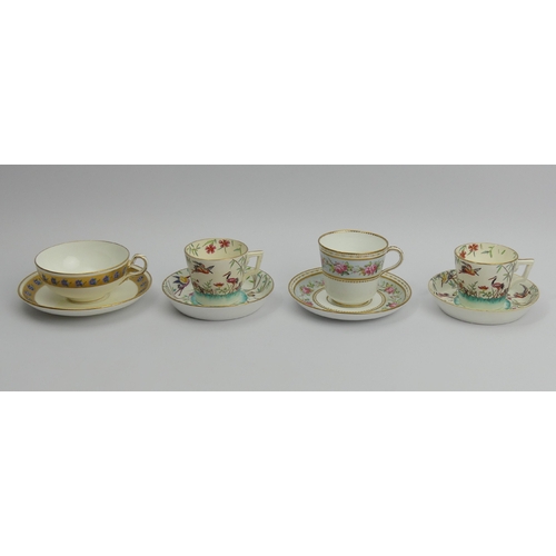 206 - Two Victorian Minton aesthetic cups and saucers, two Minton cabinet cups and saucers decorated in a ... 