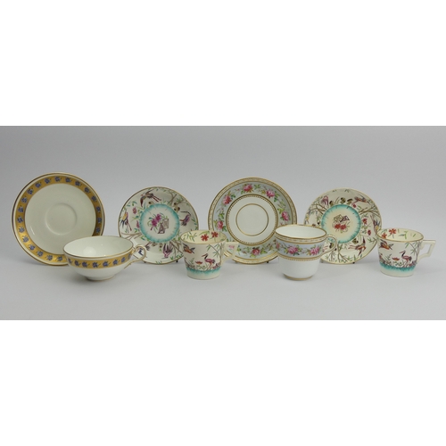 206 - Two Victorian Minton aesthetic cups and saucers, two Minton cabinet cups and saucers decorated in a ... 