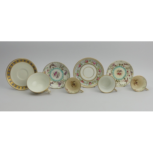 206 - Two Victorian Minton aesthetic cups and saucers, two Minton cabinet cups and saucers decorated in a ... 