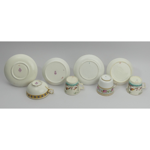 206 - Two Victorian Minton aesthetic cups and saucers, two Minton cabinet cups and saucers decorated in a ... 