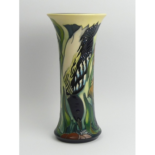 213 - Moorcroft Pole to Pole Penguin design 1st quality vase, 25.5cm. UK Postage £16.