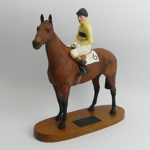 215 - Beswick pottery Connoisseur Racehorse with Pat Taaffe up, 30.5cm. UK Postage £16.