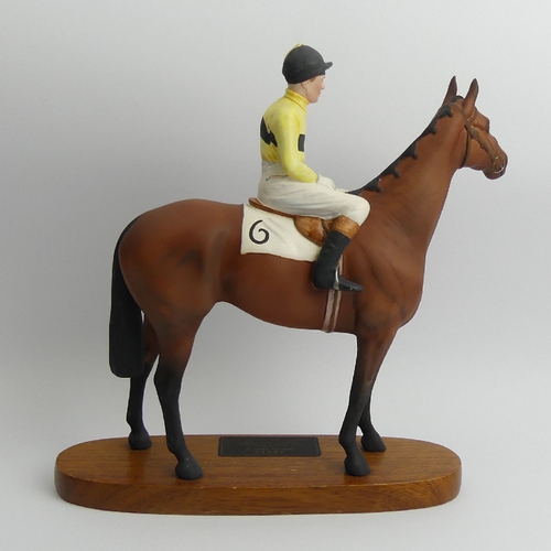 215 - Beswick pottery Connoisseur Racehorse with Pat Taaffe up, 30.5cm. UK Postage £16.