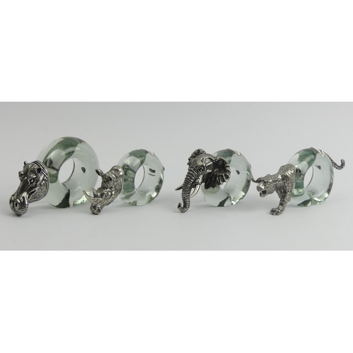 222 - Ngwenya Swaziland art glass animals with pewter, Hippo 7cm high. UK Postage £12