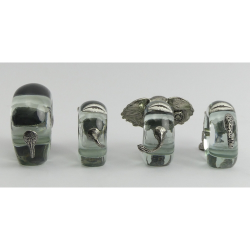 222 - Ngwenya Swaziland art glass animals with pewter, Hippo 7cm high. UK Postage £12