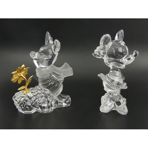 232 - Lennox Disney lead crystal Piglet figure and Hello Minnie. Minnie 12cm. UK Postage £16