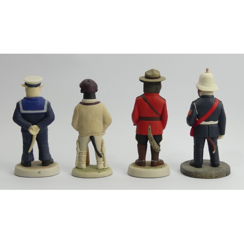 238 - Robert Harrop dog figures, Husky Canadian Mountie, English Bull Terrier Royal Marine, Labrador crick... 