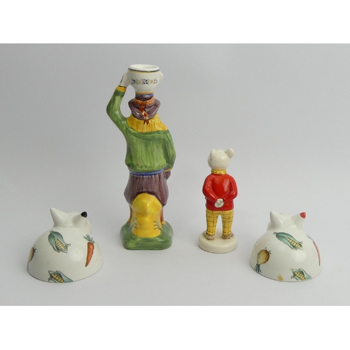 246 - Beswick Rupert the Bear, Quimper pottery figure and a Villeroy and Boch cat cruet, Quimper figure 19... 