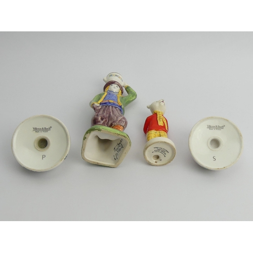 246 - Beswick Rupert the Bear, Quimper pottery figure and a Villeroy and Boch cat cruet, Quimper figure 19... 