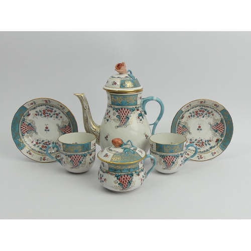 249 - Herend Cornucopia pattern porcelain coffee set, 16 pieces (including lids), coffee pot 17.5cm. UK Po... 