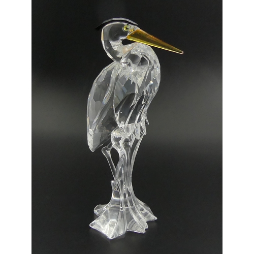 252 - Swarovski crystal Heron-Feathered beauties 221627 in original box, 15cm. UK Postage £12.