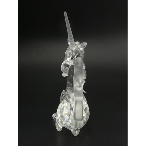 263 - Swarovski crystal SCS 1996 Unicorn figure in the original box with certificate, 11cm. UK Postage £14... 