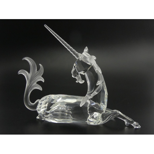 263 - Swarovski crystal SCS 1996 Unicorn figure in the original box with certificate, 11cm. UK Postage £14... 