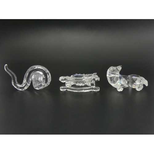 272 - Swarovski crystal Cobra, Rocking Horse and Wolf, all boxed, Wolf 5.5cm. UK Postage £14.