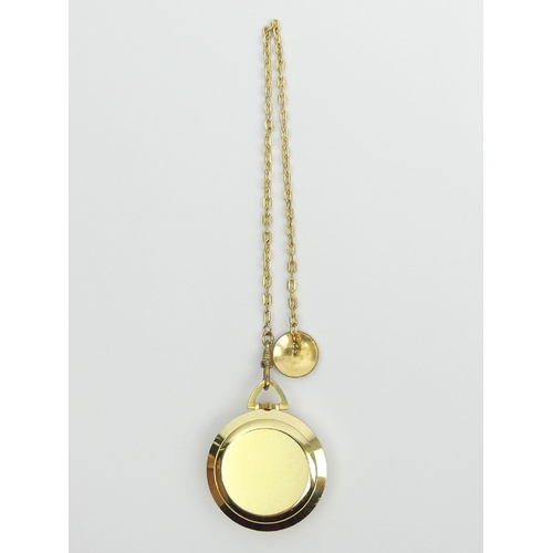 80 - Smiths gold plated manual wind pocket watch and Albert chain, watch 50mm long. UK Postage £12.