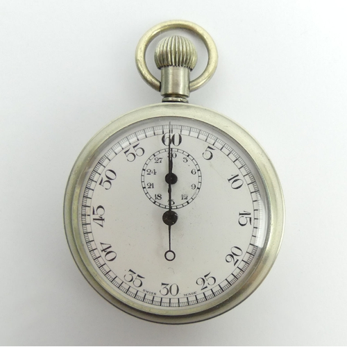 81 - G.P.O No 2 Nickel cased pocket stop watch. 69 x 48mm,  UK Postage £12. Condition Report: In working ... 