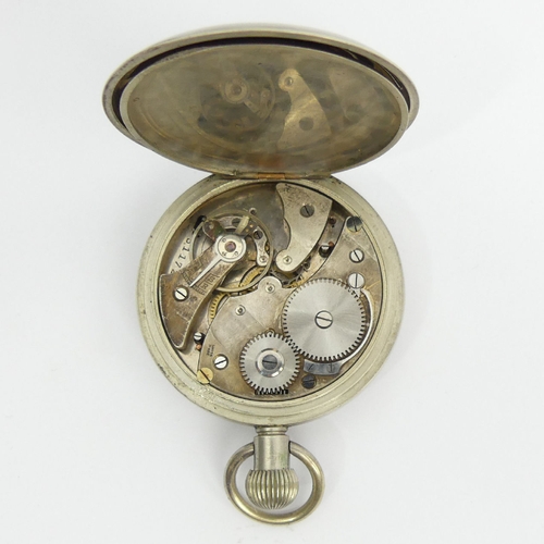 81 - G.P.O No 2 Nickel cased pocket stop watch. 69 x 48mm,  UK Postage £12. Condition Report: In working ... 