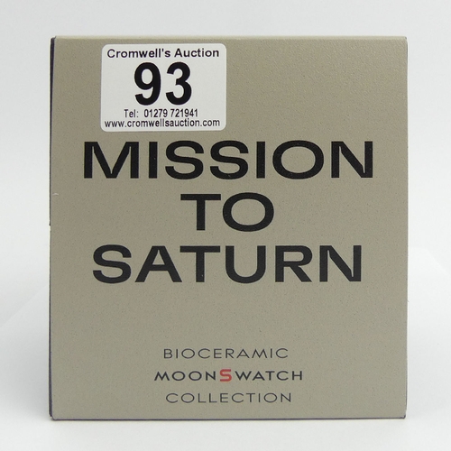 93 - Swatch X Omega Mission to Saturn, Bio-Ceramic Moonswatch, mint and boxed. UK Postage £12.