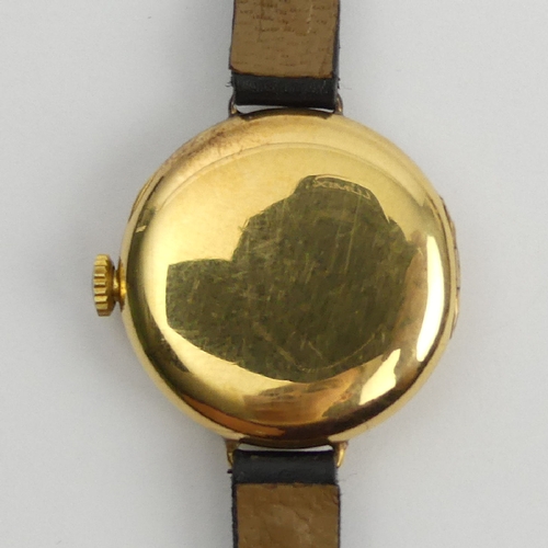 96 - 18ct gold I.W.C. Trench watch with a Peerless movement case, Glasgow 1924, 28mm including button. UK... 