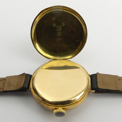 96 - 18ct gold I.W.C. Trench watch with a Peerless movement case, Glasgow 1924, 28mm including button. UK... 