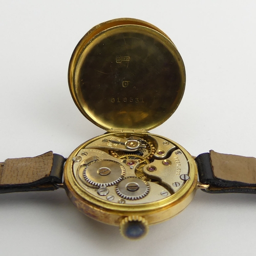 96 - 18ct gold I.W.C. Trench watch with a Peerless movement case, Glasgow 1924, 28mm including button. UK... 