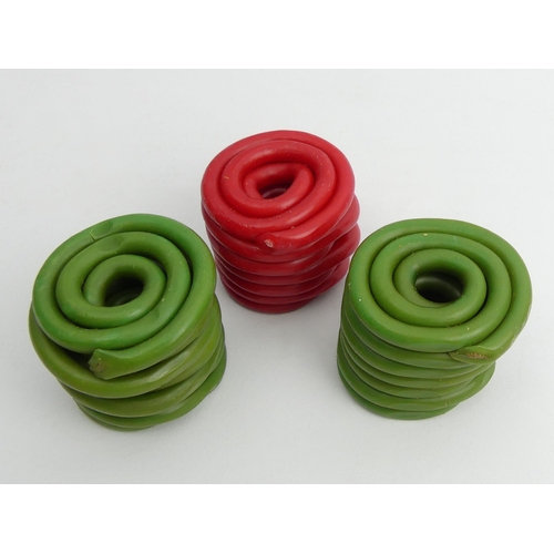 110A - Three wax coils for wax jacks, 45mm high. UK Postage £12.