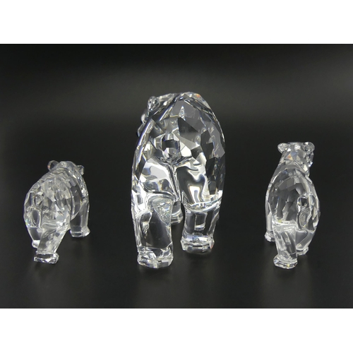 279 - Swarovski Mother Polar Bear Rare Encounters figure with box and certificate and two Polar Bear Cubs,... 